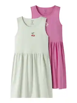 Wehkamp NAME IT KIDS zomerjurk - felroze/mintgroen (set van 2) aanbieding