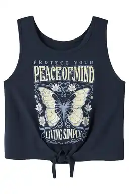 Wehkamp NAME IT KIDS cropped mouwloze top donkerblauw aanbieding