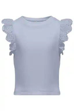 Wehkamp KIDS ONLY GIRL mouwloze top met broderie lichtblauw aanbieding