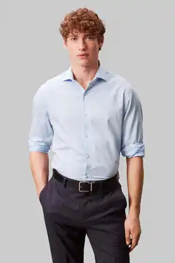Wehkamp Calvin Klein slim zakelijk overhemd lichtblauw aanbieding