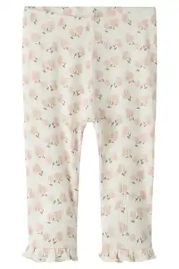 Wehkamp LIL' ATELIER BABY slim legging met bloemenprint offwhite/lichtroze aanbieding