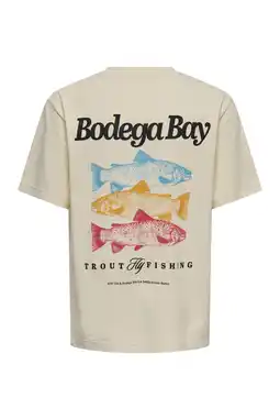Wehkamp ONLY & SONS JUNIOR T-shirt met backprint ecru aanbieding