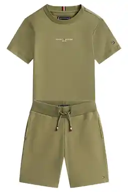 Wehkamp Tommy Hilfiger T-shirt + korte broek army groen aanbieding