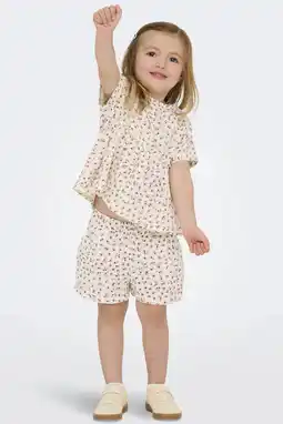 Wehkamp KIDS ONLY MINI regular gebloemde casual short ecru aanbieding