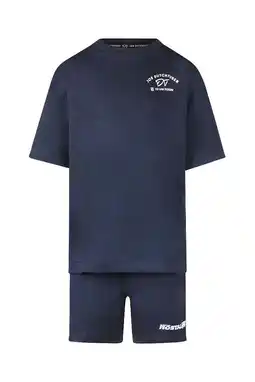 Wehkamp No Way Monday X Job Dutchtuber T-shirt + korte broek met backprint donkerblauw aanbieding