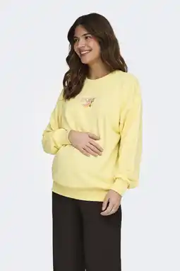 Wehkamp ONLY MATERNITY zwangerschaps sweater met backprint geel aanbieding