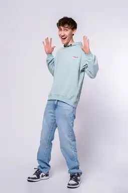 Wehkamp No Way Monday X Job Dutchtuber hoodie met backprint lichtblauw aanbieding