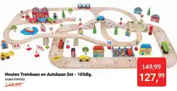 Lobbes Houten Treinbaan en Autobaan Set aanbieding