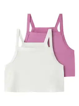 Wehkamp NAME IT KIDS cropped top - roze/wit (set van 2) aanbieding