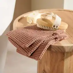 Wehkamp NOUS Living washand wafel warmbruin (set van 3) (15x20 cm) aanbieding