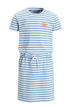 Wehkamp Anytime gestreepte jurk wit/blauw aanbieding