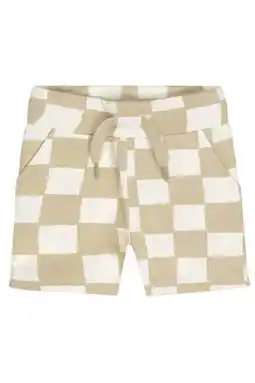 Wehkamp Dirkje loose geruite sweatshort beige aanbieding