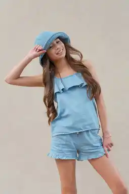 Wehkamp Like Flo denim regular casual short light blue denim aanbieding