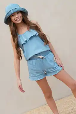 Wehkamp Like Flo spaghettitop light blue denim aanbieding