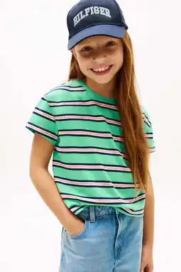 Wehkamp Tommy Hilfiger gestreepte T-shirt groen aanbieding