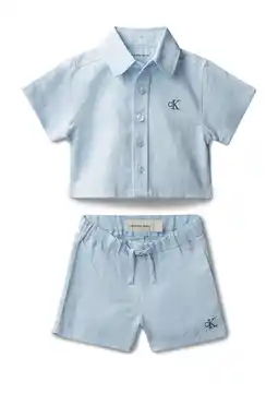 Wehkamp Calvin Klein baby overhemd + korte broek lichtblauw aanbieding