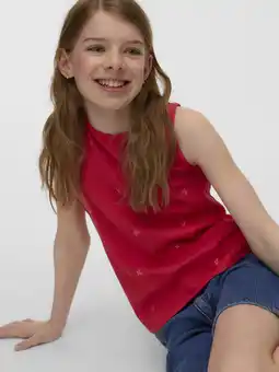 Wehkamp VERO MODA GIRL mouwloze top met hartjes rood aanbieding
