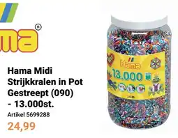 Lobbes Hama Midi Strijkkralen in Pot Gestreept (090) aanbieding