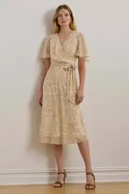 Wehkamp Lauren Ralph Lauren wikkel-/overslagjurk beige aanbieding