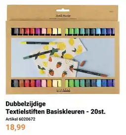 Lobbes Creativ Dubbelzijdige Textielstiften Basiskleuren aanbieding