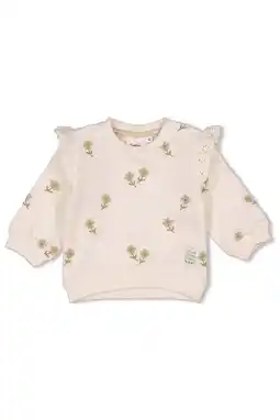 Wehkamp Feetje sweater Let Your Dreams Blossom ecru/groen aanbieding