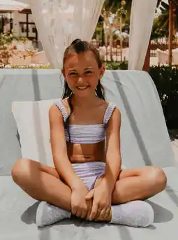 Wehkamp Swim Essentials crop bikini met ruches en panterprint - lila aanbieding