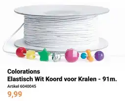 Lobbes Colorations Elastisch Wit Koord voor Kralen - 91m. aanbieding