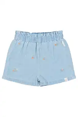 Wehkamp Little Dutch denim regularwaist gebloemde short blauw aanbieding
