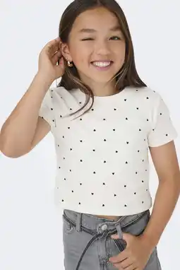 Wehkamp KIDS ONLY GIRL T-shirt met hartjes wit aanbieding