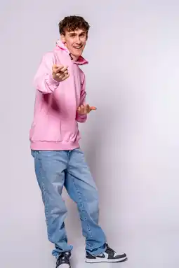 Wehkamp No Way Monday X Job Dutchtuber hoodie met backprint roze aanbieding