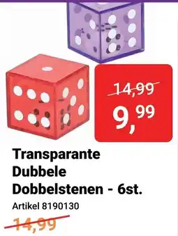 Lobbes Transparante Dubbele Dobbelstenen aanbieding