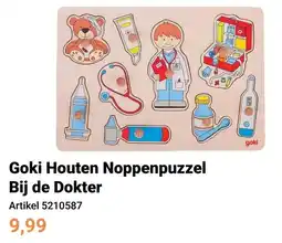 Lobbes Goki Houten Noppenpuzzel Bij de Dokter aanbieding
