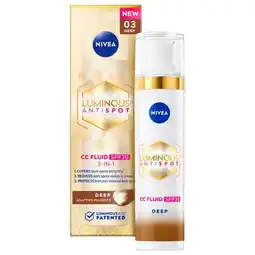 Trekpleister NIVEA Luminous630 Anti-spot SPF30 03 Dark 3-in-1 CC Crème aanbieding