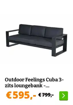 Obelink Outdoor Feelings Cuba 3-zits loungebank - Antraciet aanbieding