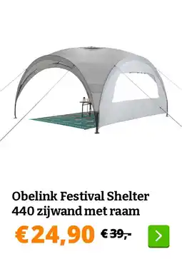 Obelink Obelink Festival Shelter 440 zijwand met raam aanbieding