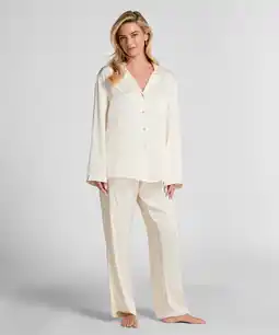 Hunkemoller Hunkemöller Satijnen broek met krijtstreep Wit aanbieding