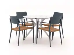 Kees Smit Bellagio Cino/Sora ø 90cm dining tuinset 5-delig stapelbaar aanbieding
