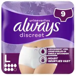 De Online Drogist Always Discreet Incontinentie Broekjes Maat L 9ST aanbieding