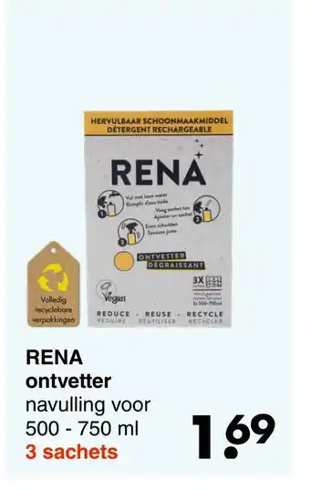 Wibra Rena ontvetter navulling voor 500-750 ml 3 sachet aanbieding