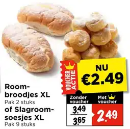 Vomar Voordeelmarkt Roombroodjes XL of Slagroomsoesjes XL aanbieding