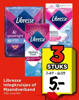 Vomar Voordeelmarkt Alle Libresse Inlegkruisjes of Maandverband aanbieding