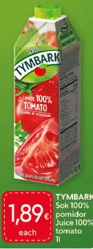 Food Plus Tymbark sok 100% pomidor aanbieding