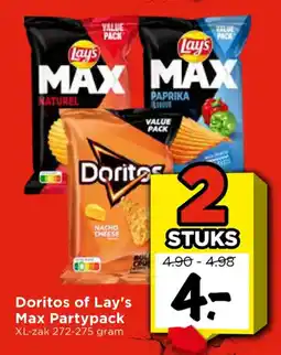 Vomar Voordeelmarkt Doritos of Lay's Max Partypack aanbieding