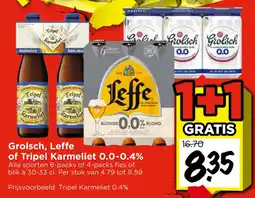 Vomar Voordeelmarkt Alle Grolsch, Leffe of Tripel Karmeliet 0.0-0.4% aanbieding