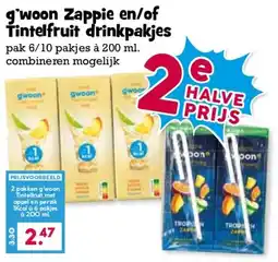 Boon`s Markt g'woon Zappie en/of Tintelfruit drinkpakjes aanbieding