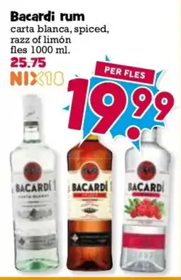Boon`s Markt Bacardi rum carta blanca, spiced, razz of limón aanbieding