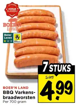 Vomar Voordeelmarkt Boer'n Land BBQ Varkens-braadworsten aanbieding