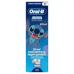Trekpleister Oral-B Junior Disney Stitch 6+ Jaar Tandpasta aanbieding