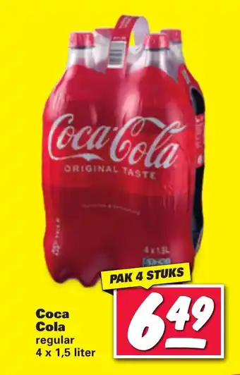 Nettorama Coca Cola Regular 4 x 1,5 liter pak 4 stuks aanbieding