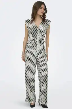 Wehkamp ONLY rechtvallende jumpsuit met ceintuur en print - donkerblauw aanbieding